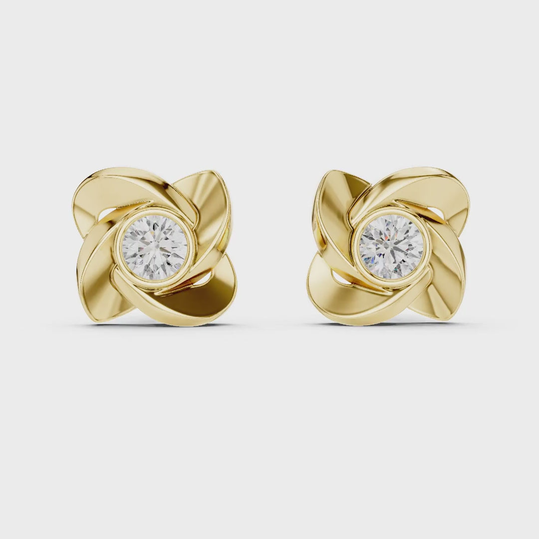 MJER12 - Sculpted Floral Petal Bezel Studs