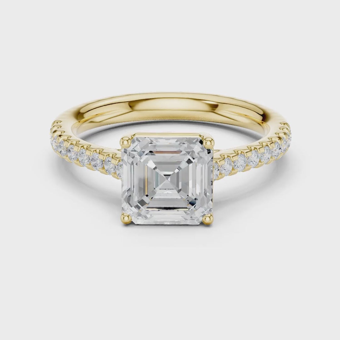 MJR078 - Asscher Cut Hidden Halo Encrusted Collar Ring
