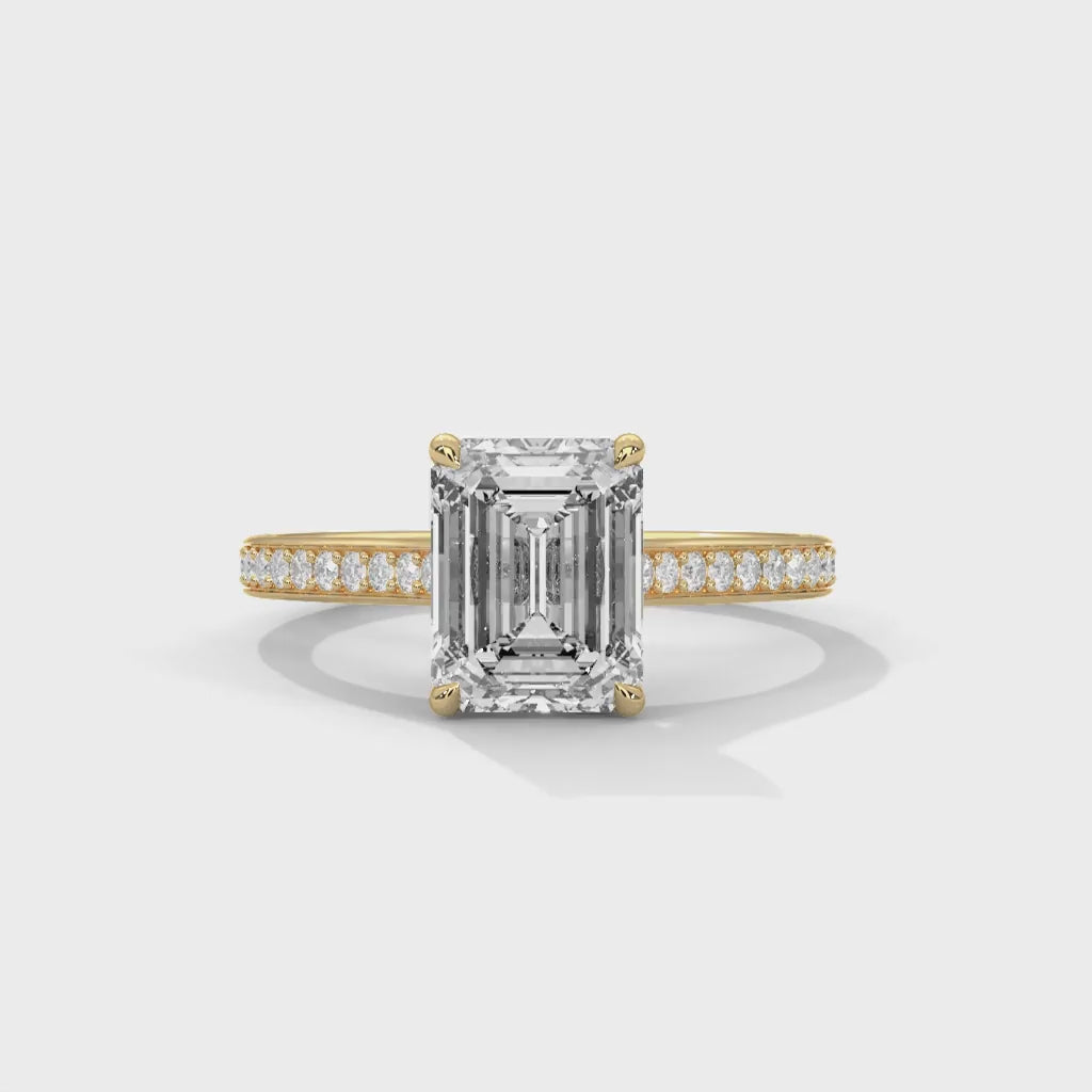 MJBS15 - Radiant Emerald Cut Contemporary Pavé Band