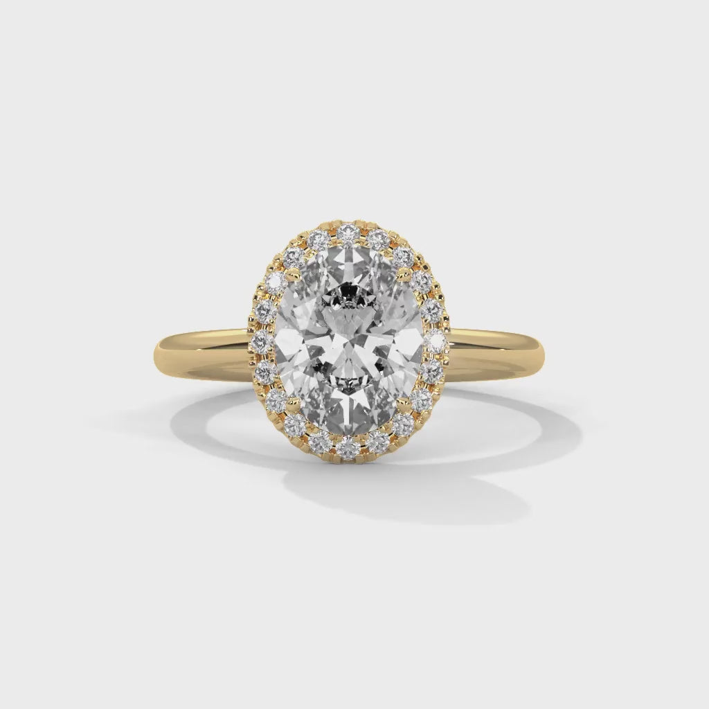 MJBS43 - Oval Cut Classic Halo Engagement Ring