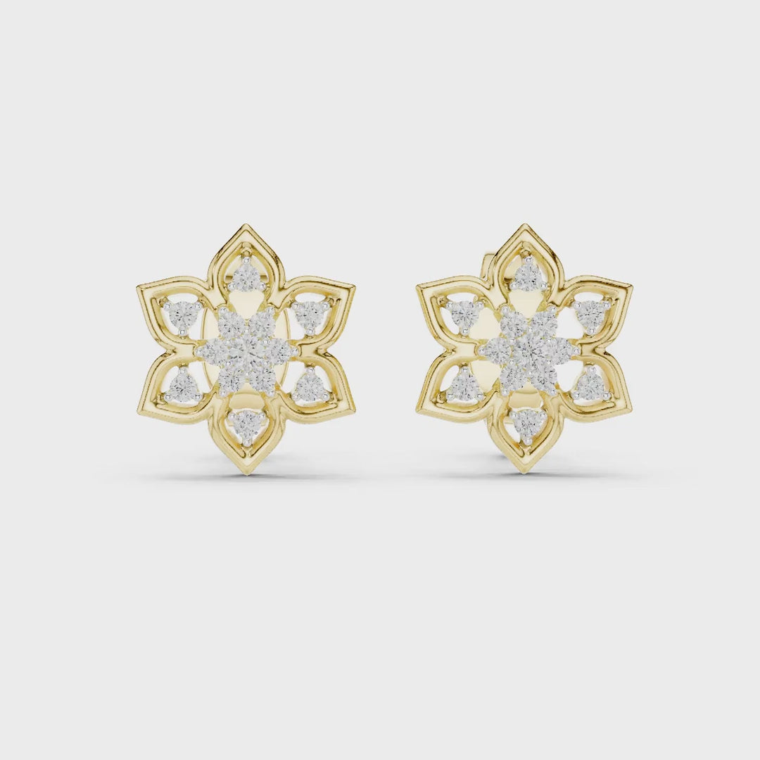MJER30 - Six Petal Floral Star Cluster Studs