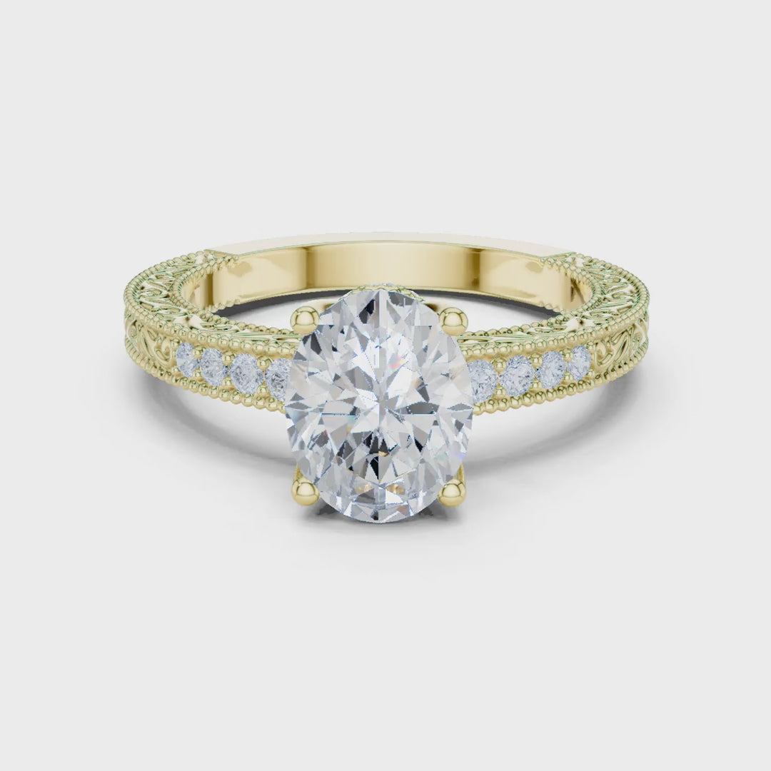 MJA016 - Oval Cut Vintage Style Solitaire Ring