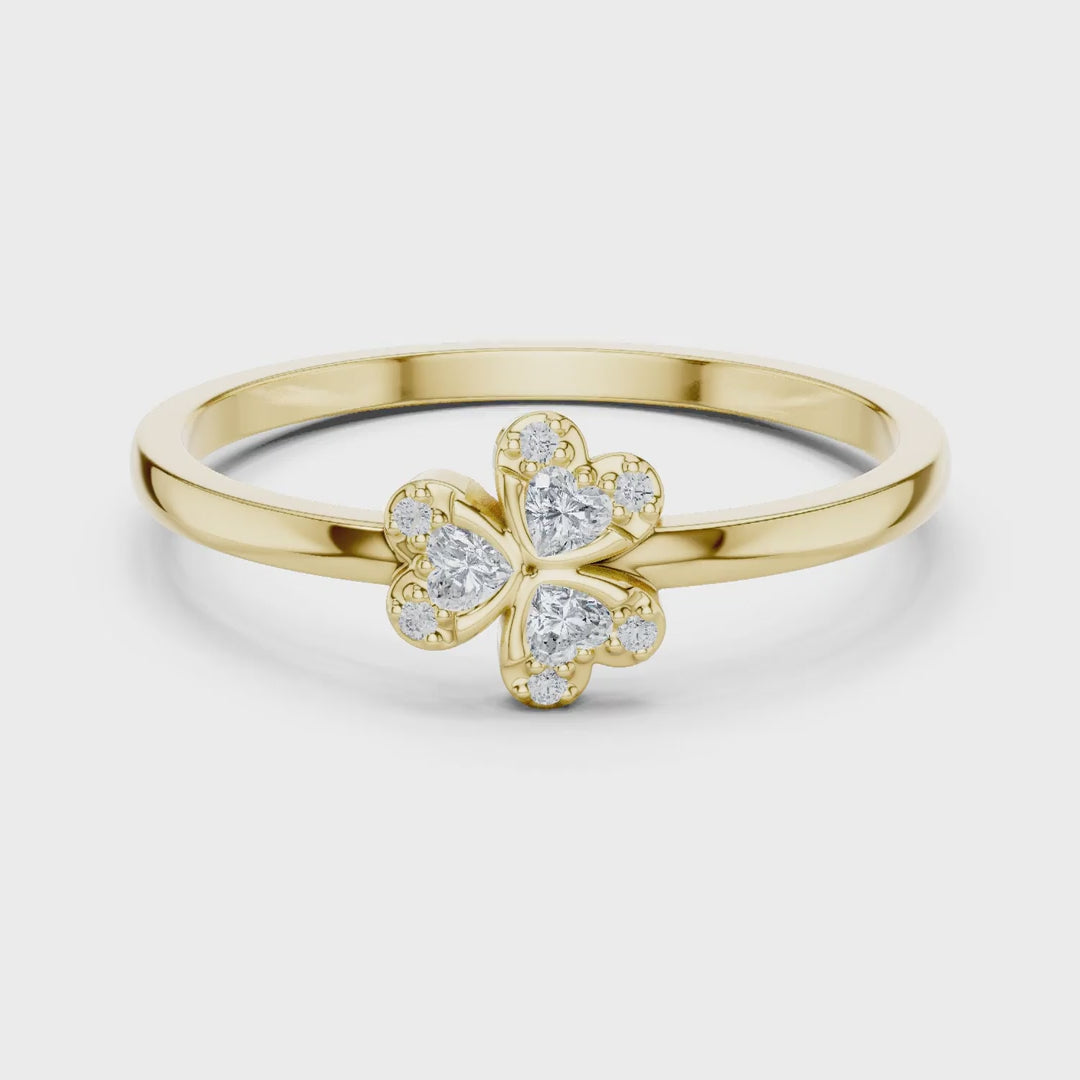 MJCLS7 - Dainty Heart Shaped Petal Flower Blossom Ring