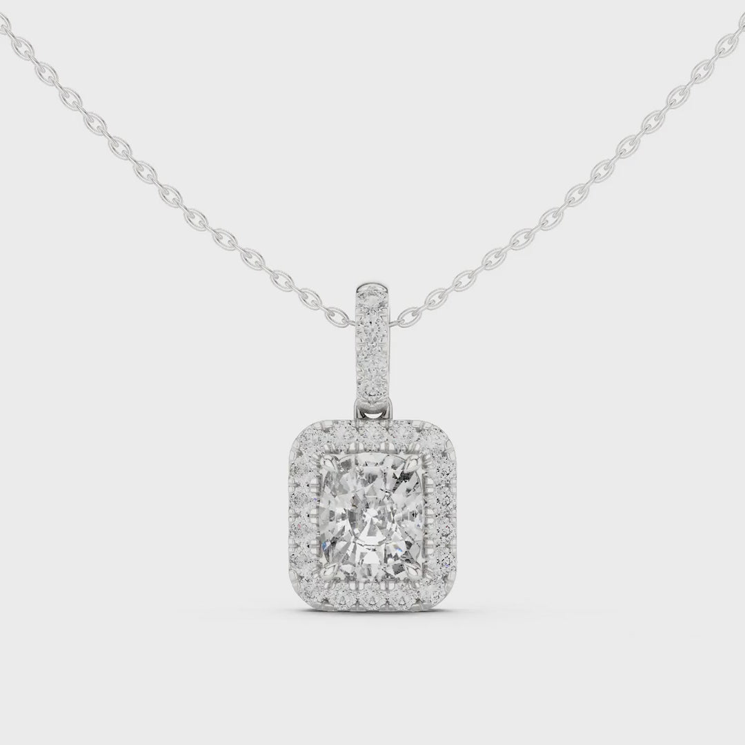 MJP37 - Cushion Halo Pavé Frame Pendant