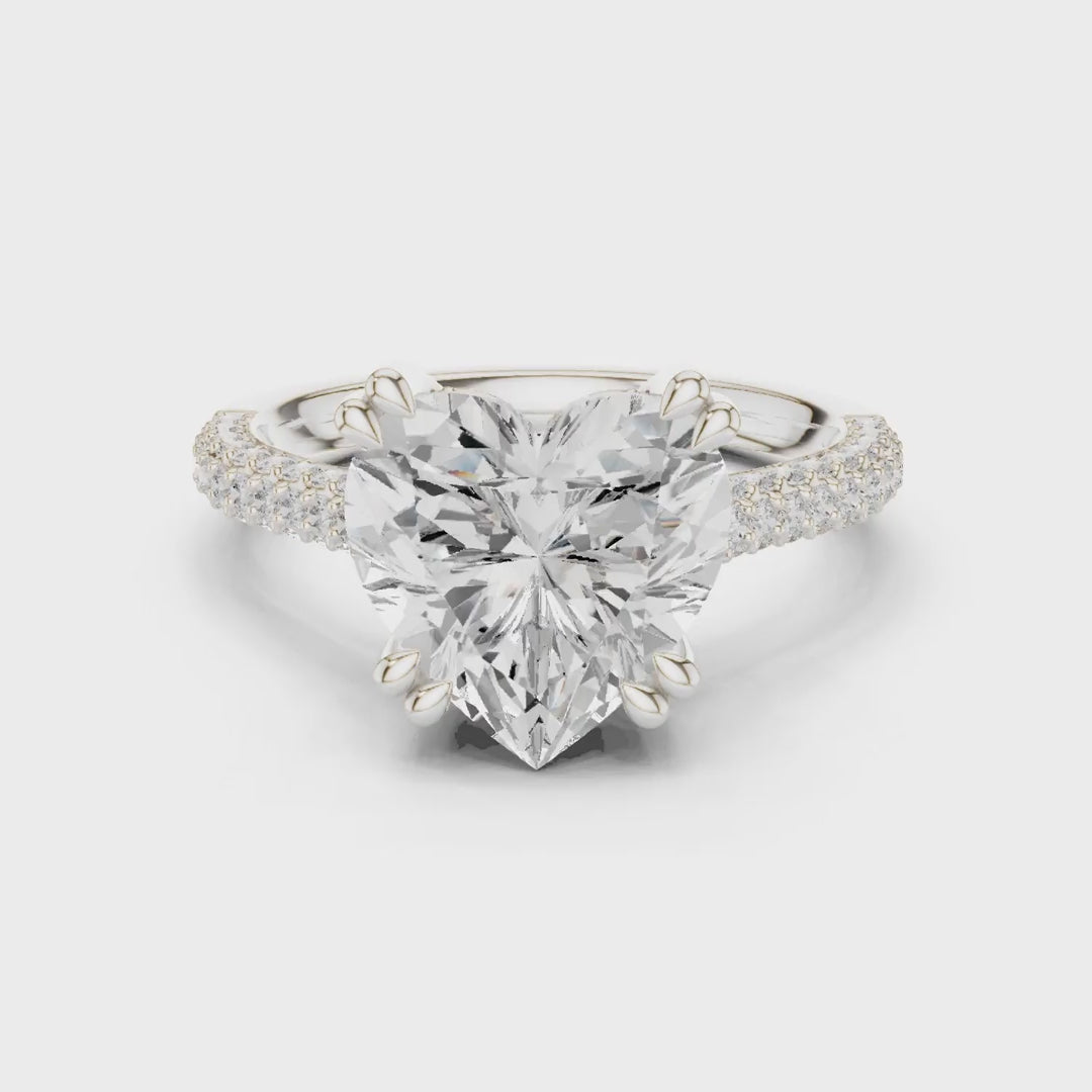 MJR0100 - Heart Shape Engagement Ring with Hidden Sparkle Collar