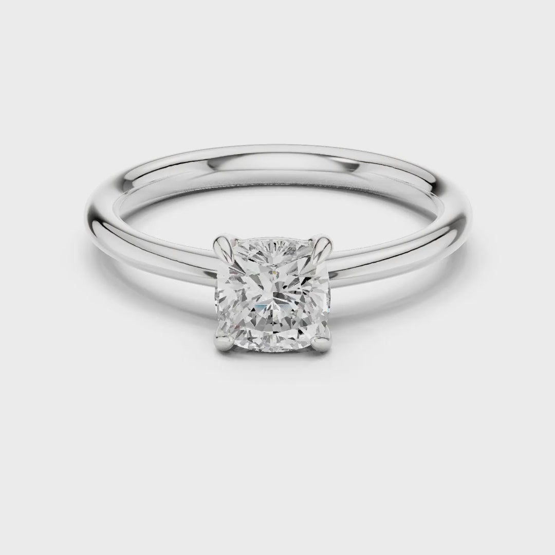 MJR0156 - Cushion Cut Solitaire Ring with Delicate Double Prongs