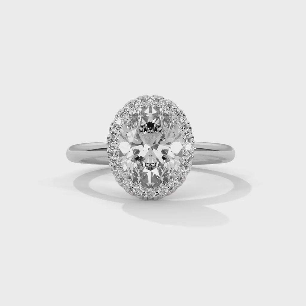 MJBS43 - Oval Cut Classic Halo Engagement Ring