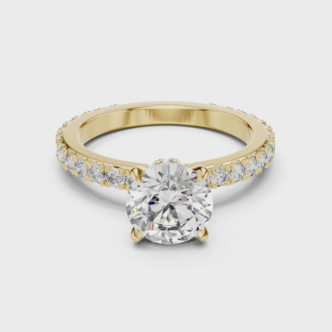 MJR052 - Elegant Bright Cut Under Halo Pavilion Ring