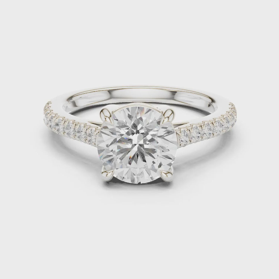 MJR092 - Classic Round Diamond Solitaire with Micro-Pavé Shank