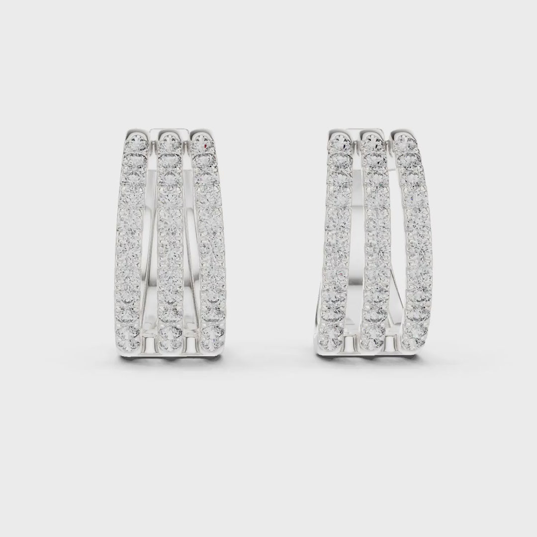 MJER61 - Shimmering Multi-Band Hoop Earrings