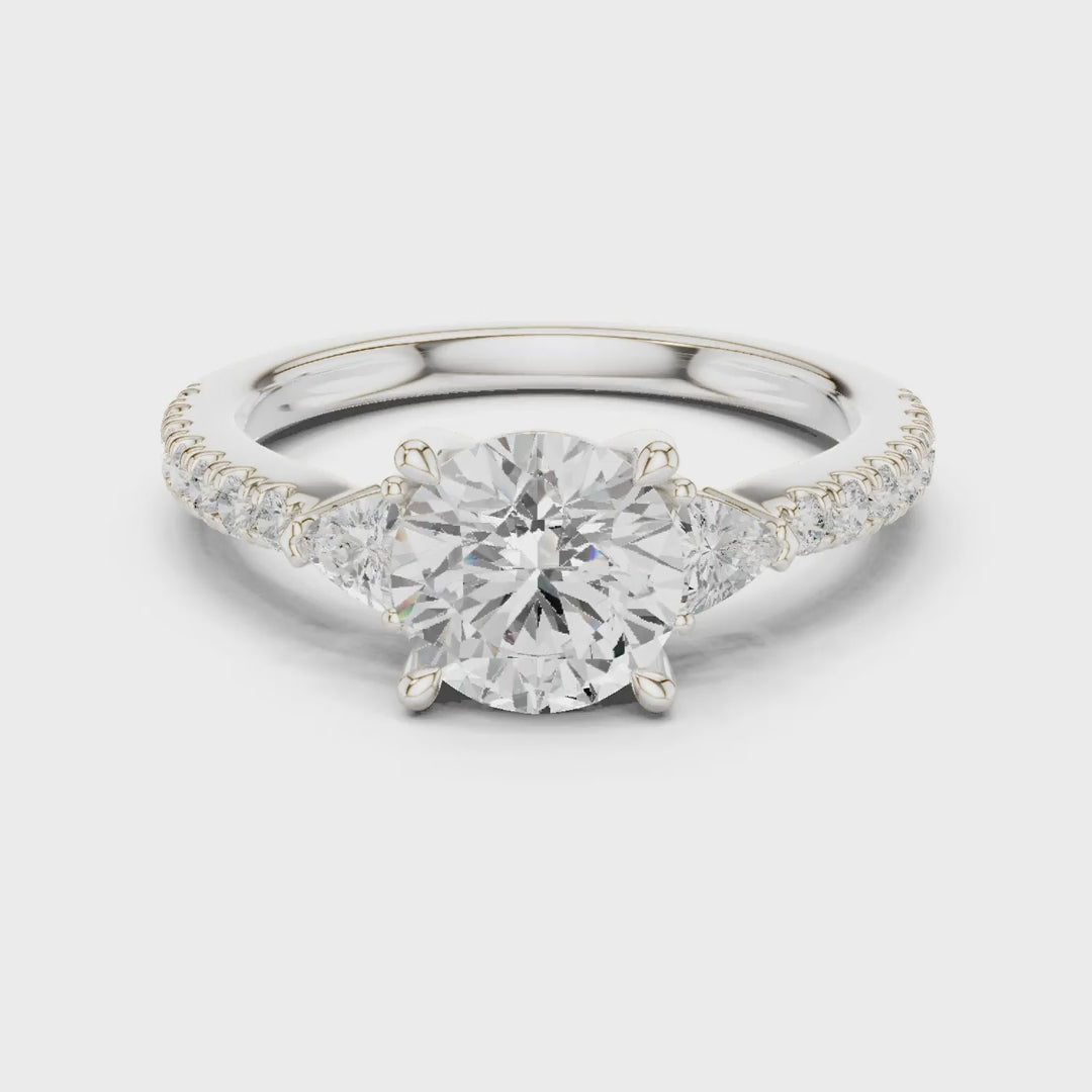 MJR087 - Micro-Pavé Shank Three Stone Round Gemstone Ring