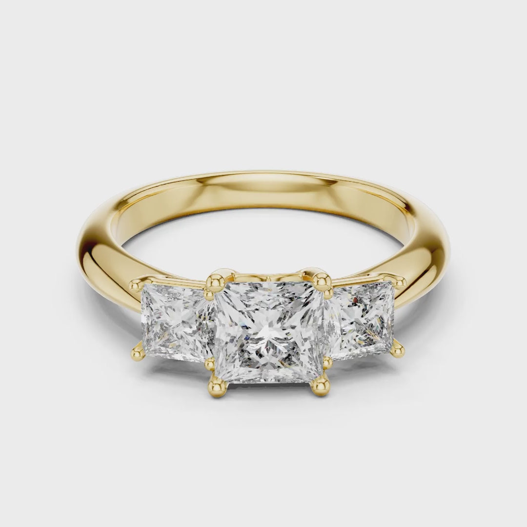 MJR031 - Princess Cut Three Stone Engagement Ring