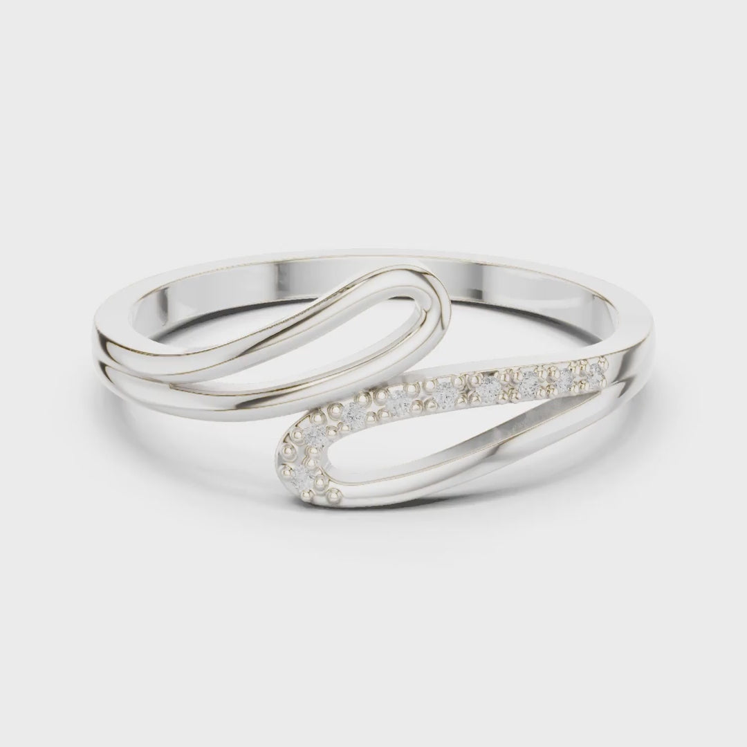 MJCLS10 - Fluid Ribbon Crossover Abstract Accent Promise Ring