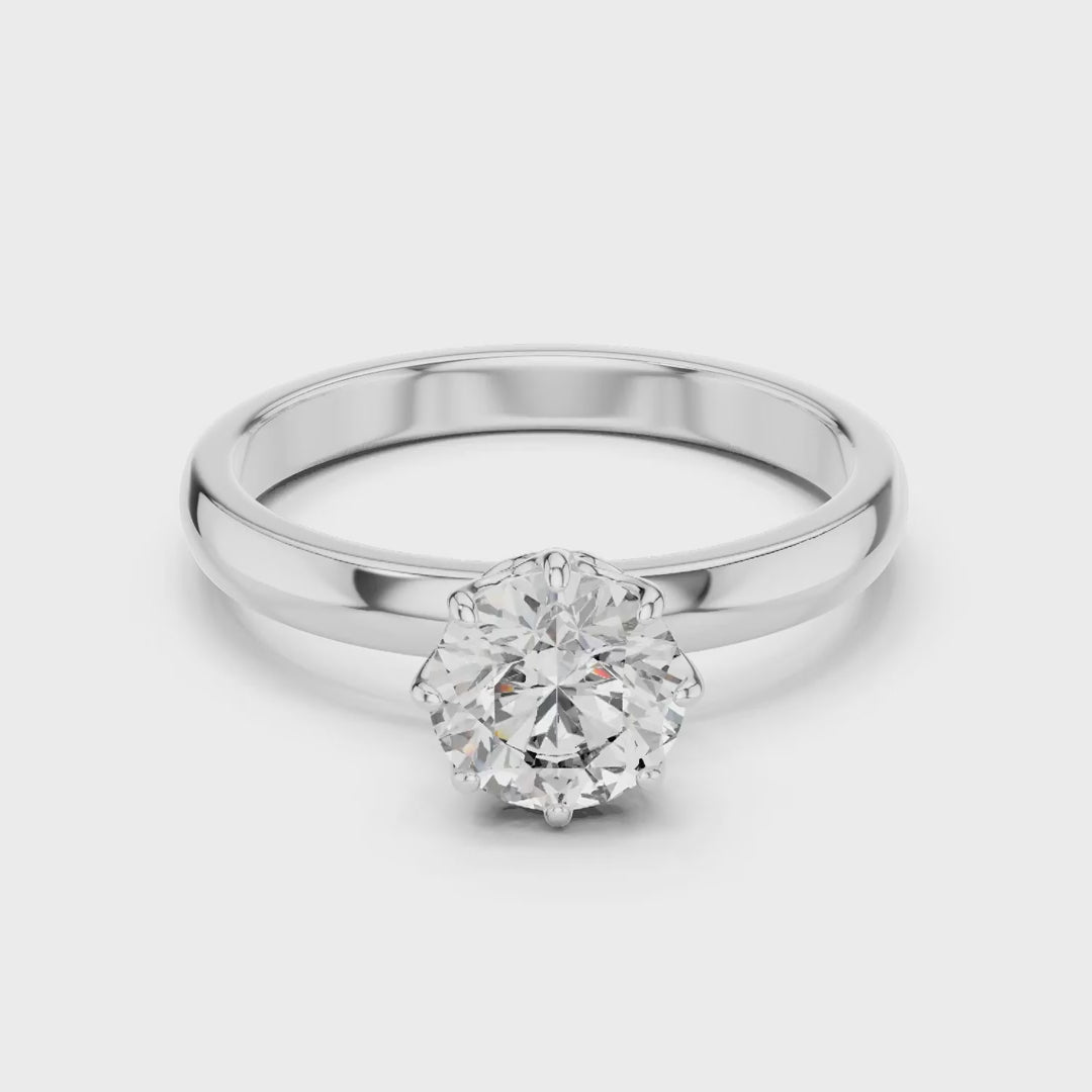MJR002-Classic Round Solitaire Ring with 8-Prong Setting