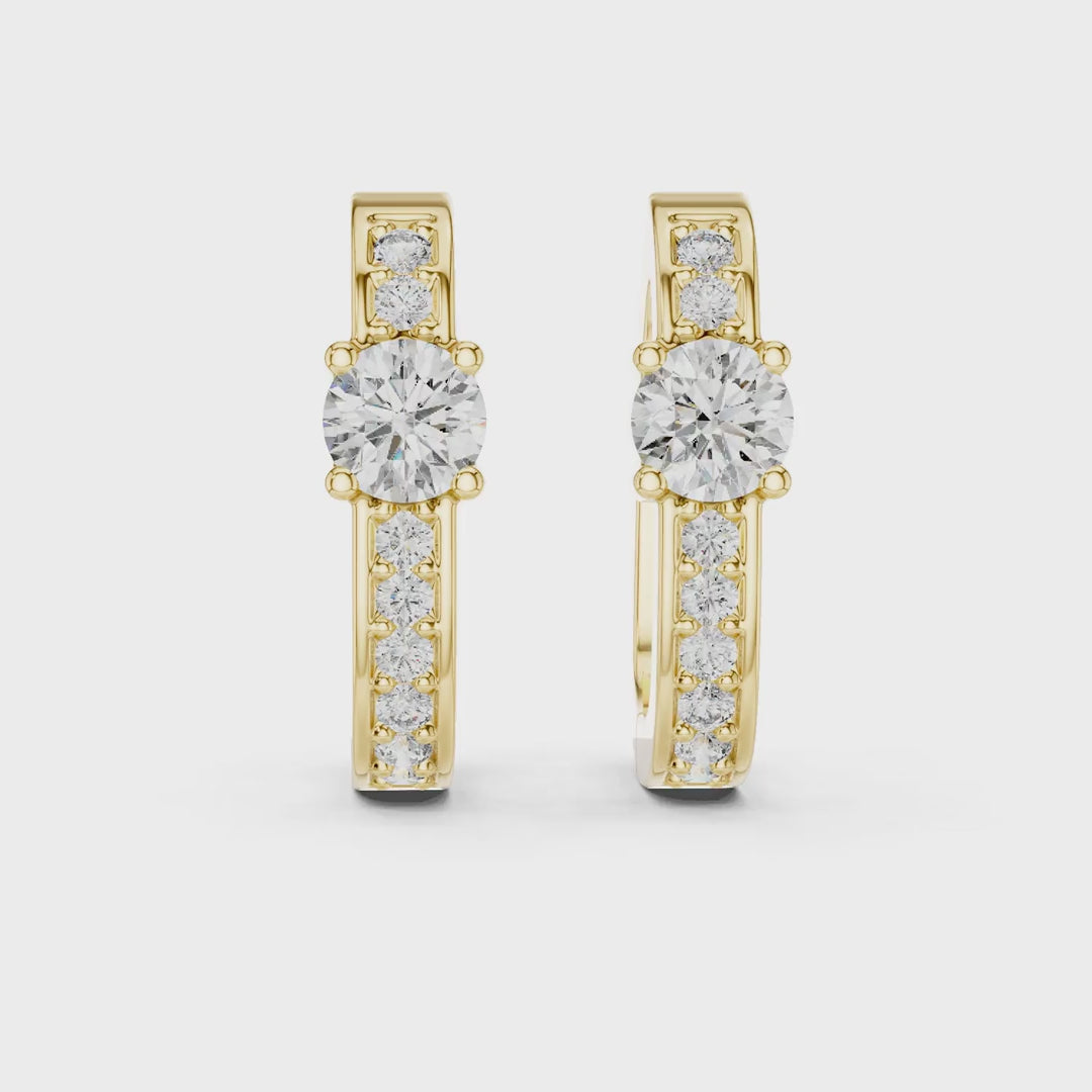 MJER25 - Center Solitaire Accent Channel Huggies