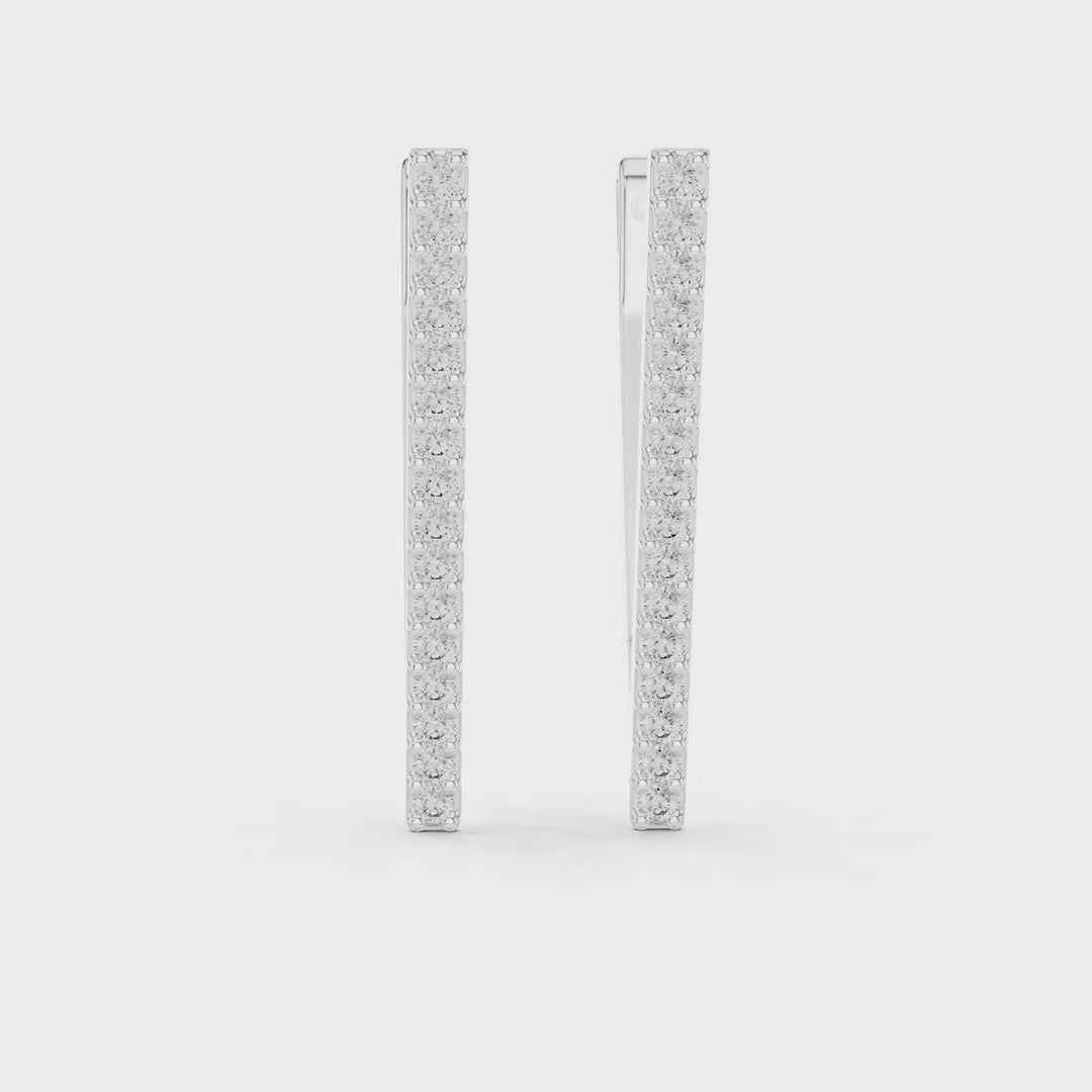 MJER19 - Triangular Pavé Geometric Hoop Earrings