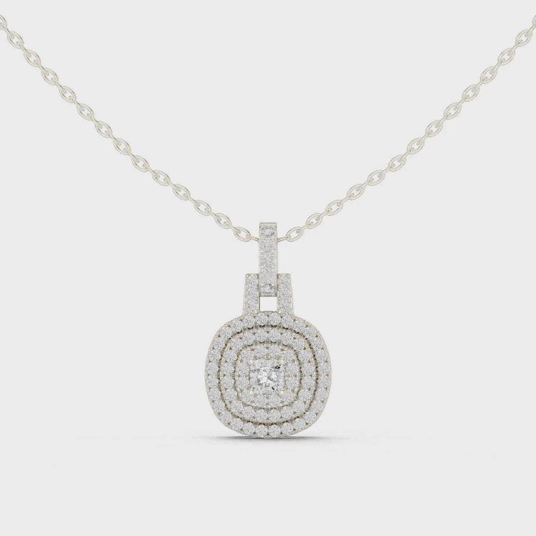 MJP19 - Concentric Cushion Diamond Halo Minimalist Charm