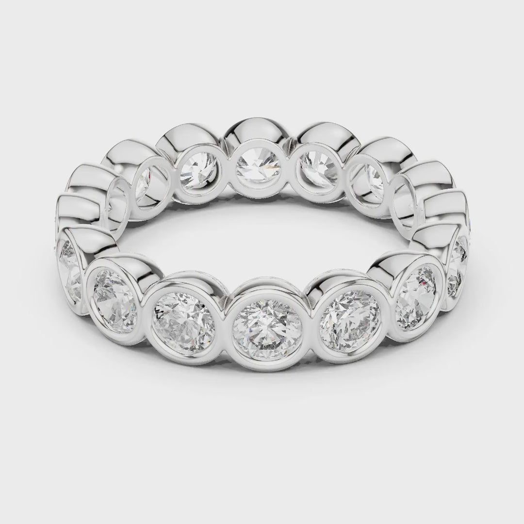 MJET028 - Smooth Bezel Encased Round Stone Stackable Ring