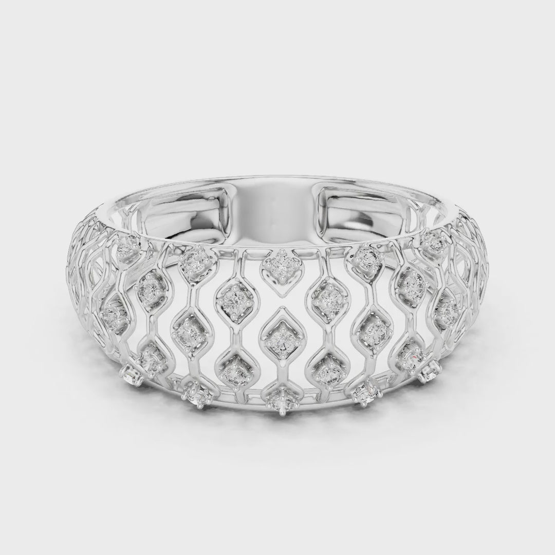 MJAR004 - Geometric Round Accent Open Lattice Band