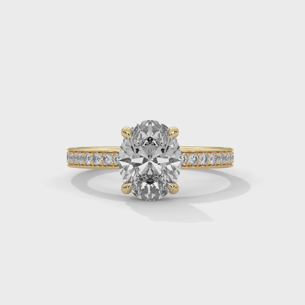 MJBS33 -3 Carat Oval Cut Hidden Halo Engagement Ring