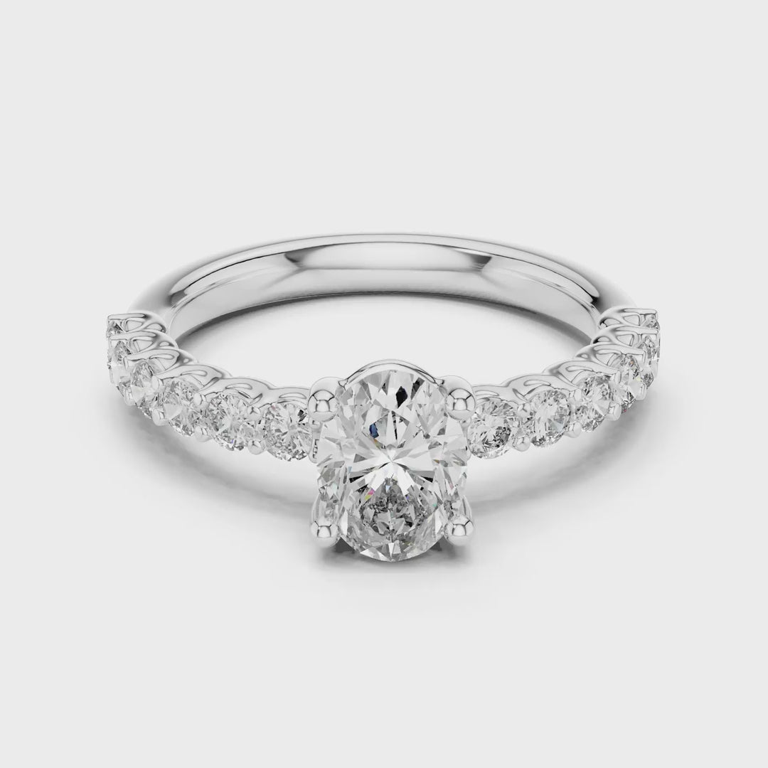 MJR048 - Oval Cut Shared Prong Floating Accent Ring