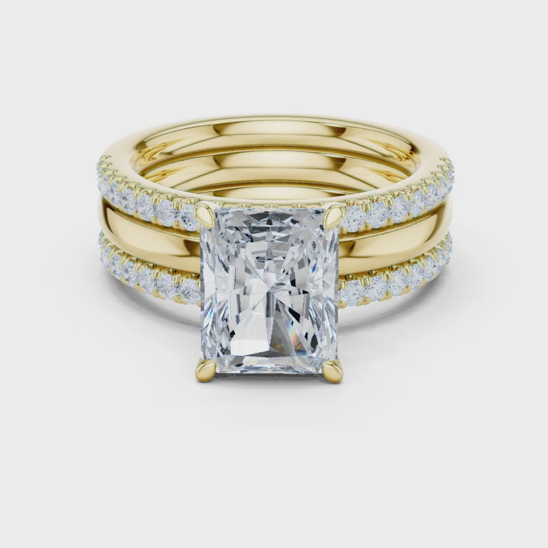 MJR099 - Radiant Cut Engagement Ring featuring Dual Pavé Edges