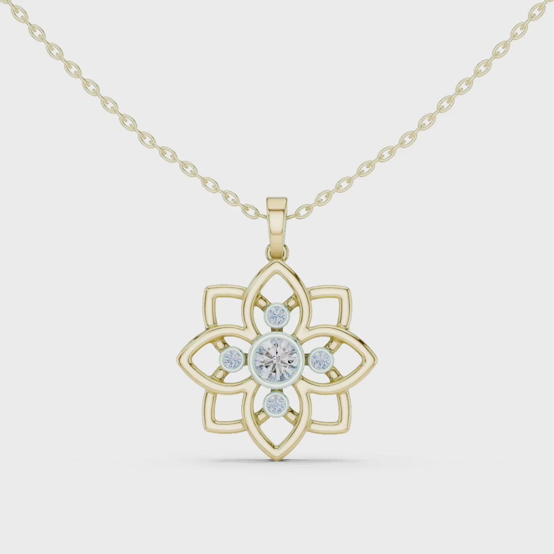 MJP29 - Openwork Lotus Blossom Diamond Pendant