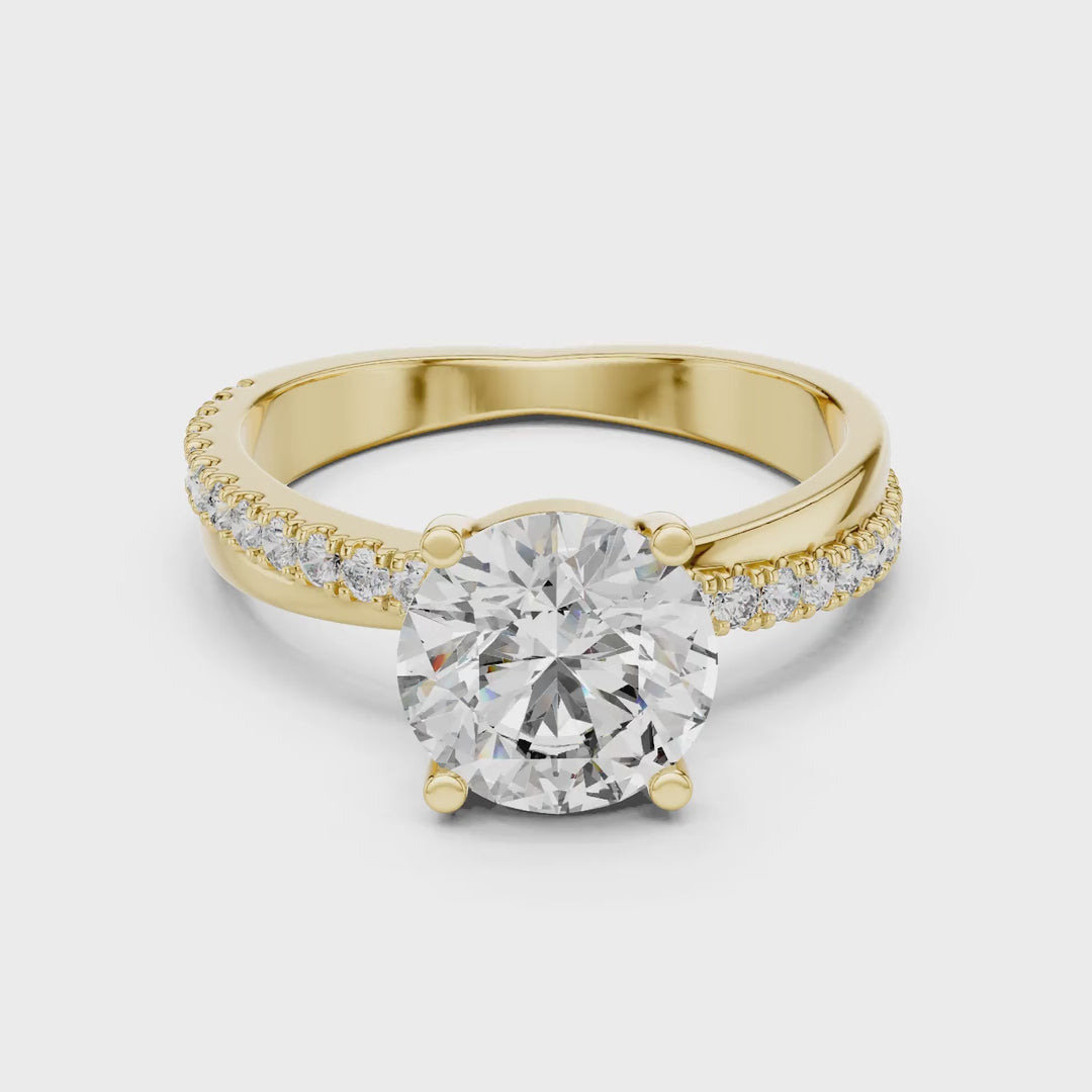 MJR044 - Classic Tapered Diamond Band Cathedral Bridal Ring