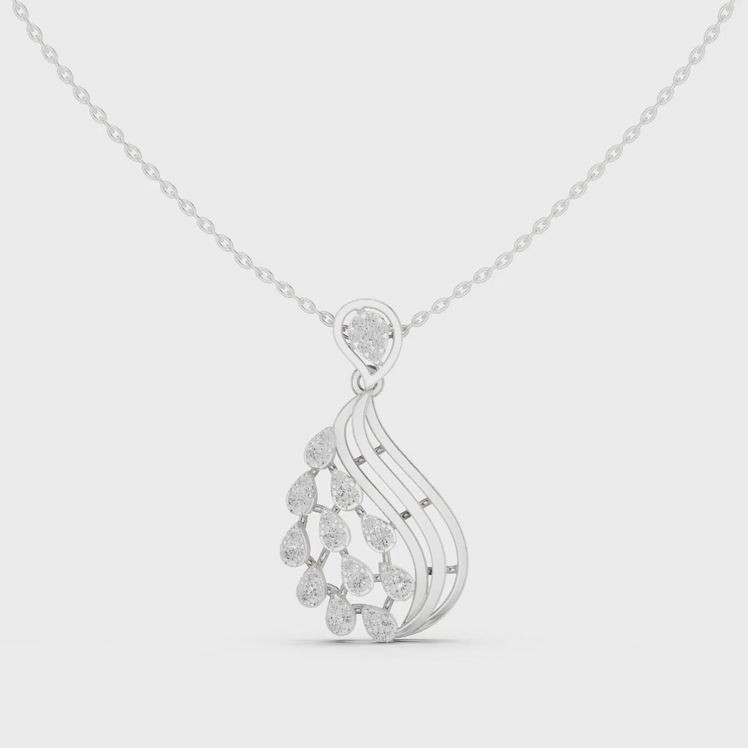 MJP13 - Modern Teardrop Diamond Cascade Pendant