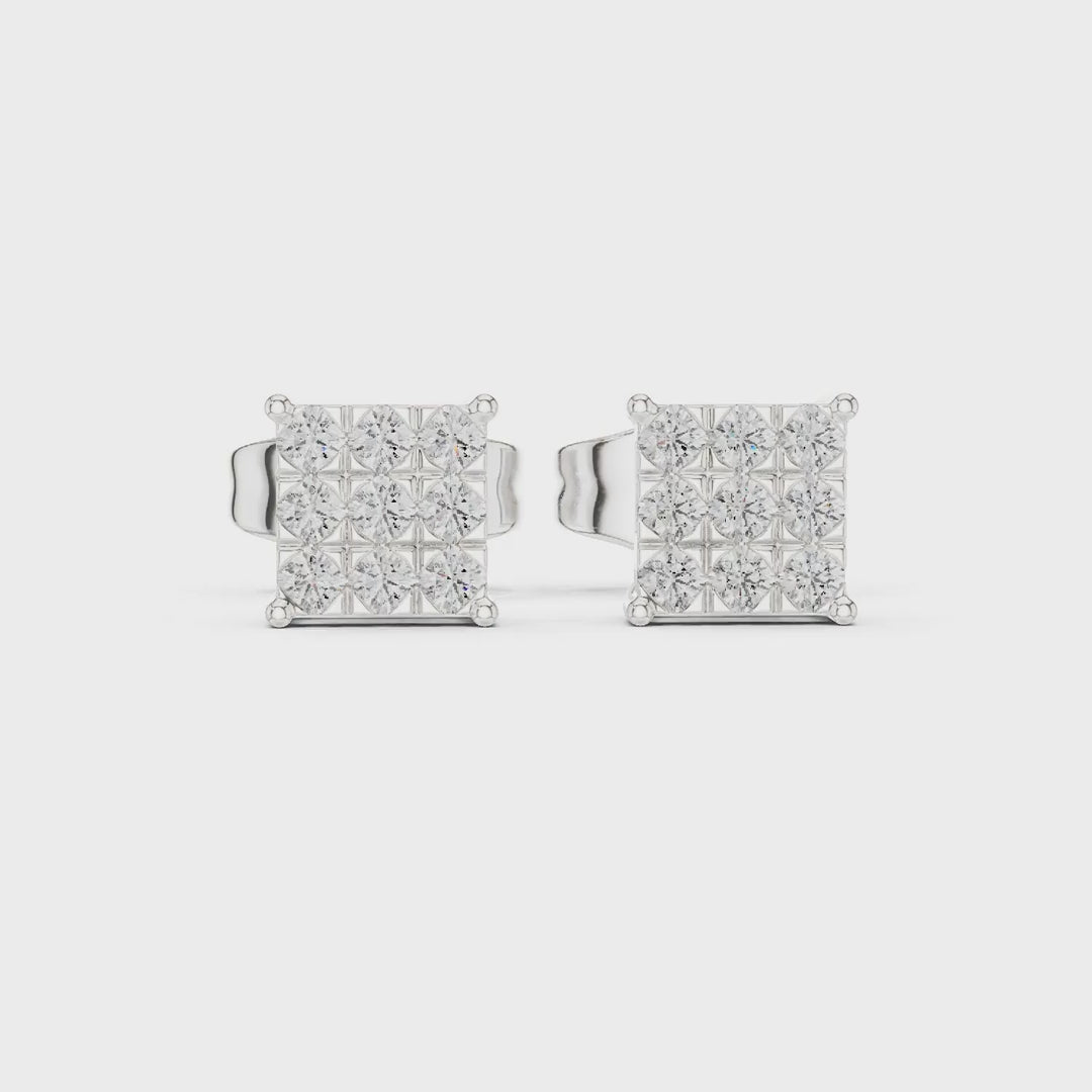 MJER42 - Princess-Style Nine-Stone Quad Studs
