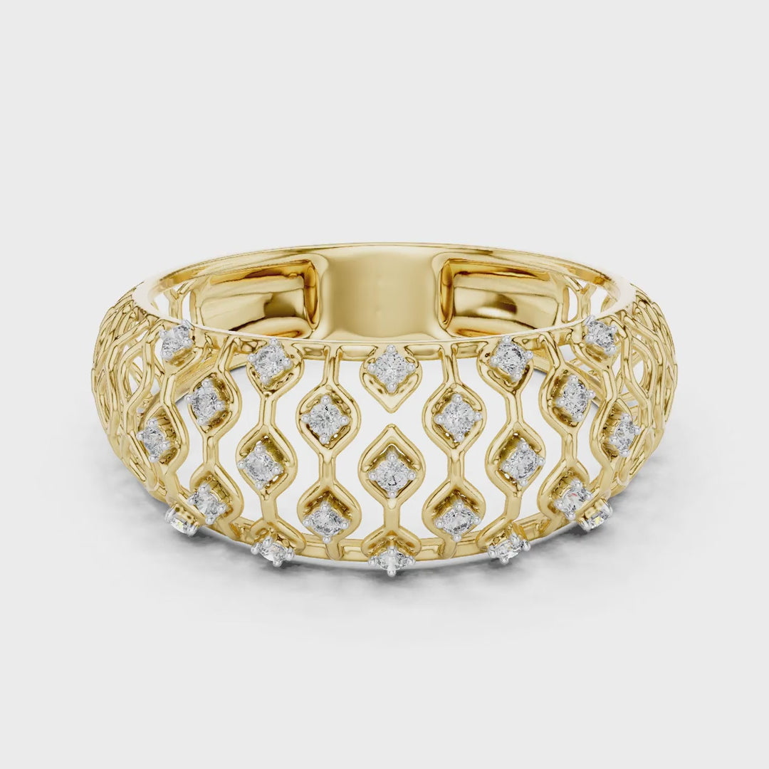 MJAR004 - Geometric Round Accent Open Lattice Band