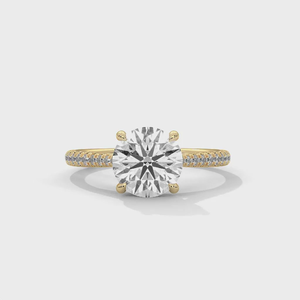 MJBS19 - Round Brilliant Criss-Cross Pavé Solitaire Ring