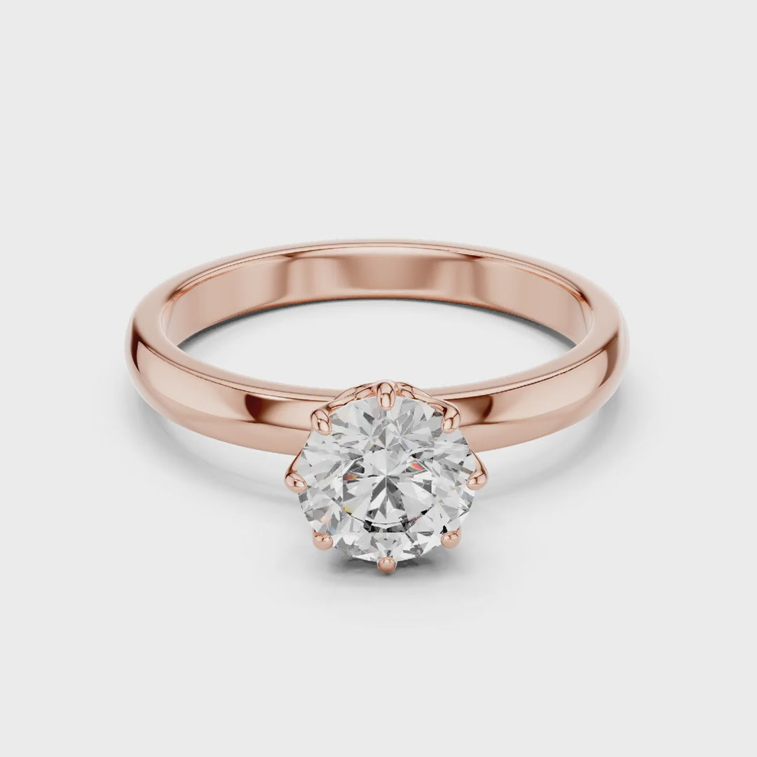 MJR002-Classic Round Solitaire Ring with 8-Prong Setting