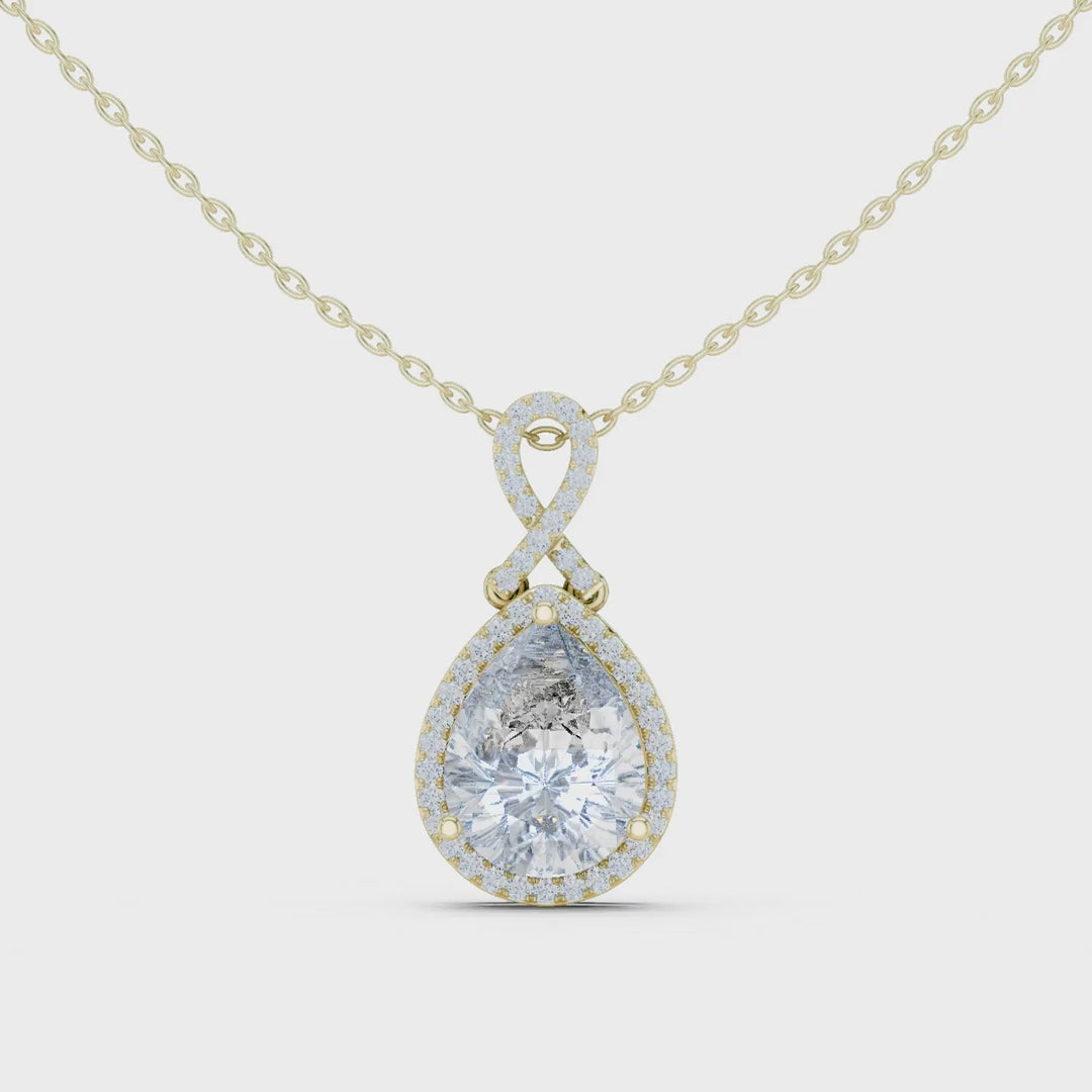 MJP42 - Infinity Loop Pear Halo Pendant