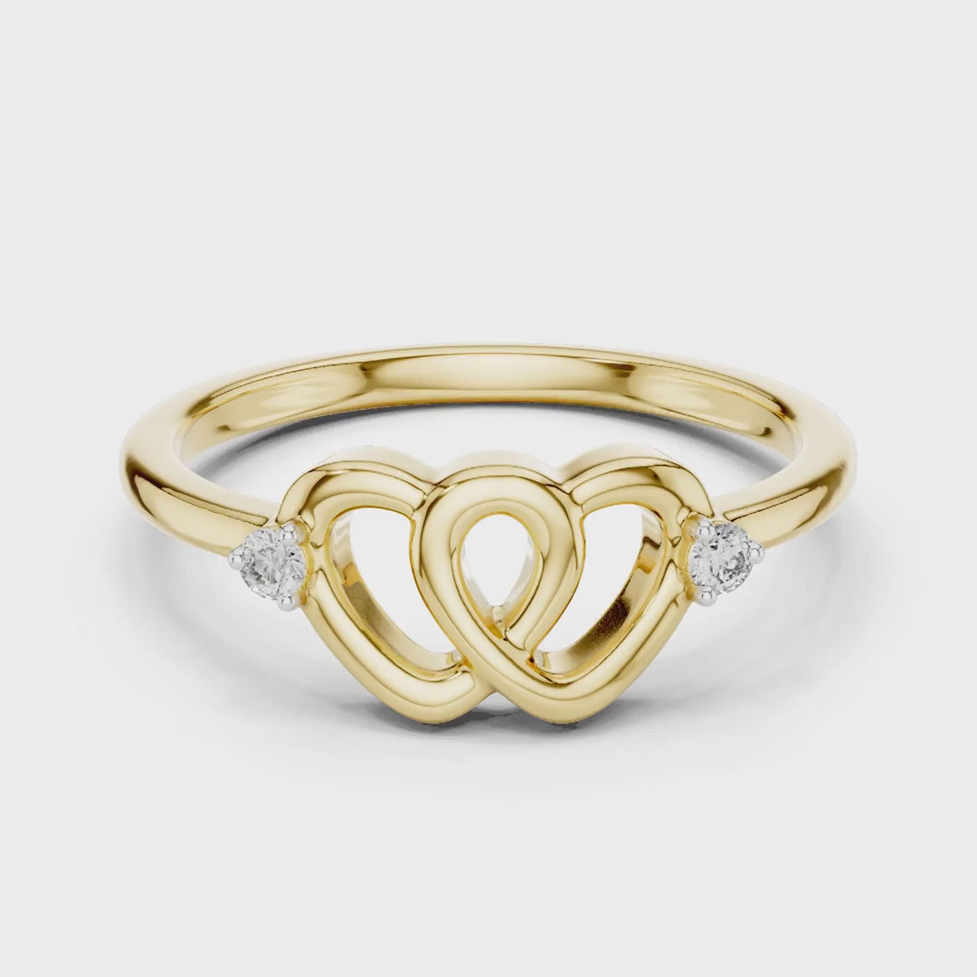 MJR061 - Interlocking Heart Openwork Two Stone Promise Ring