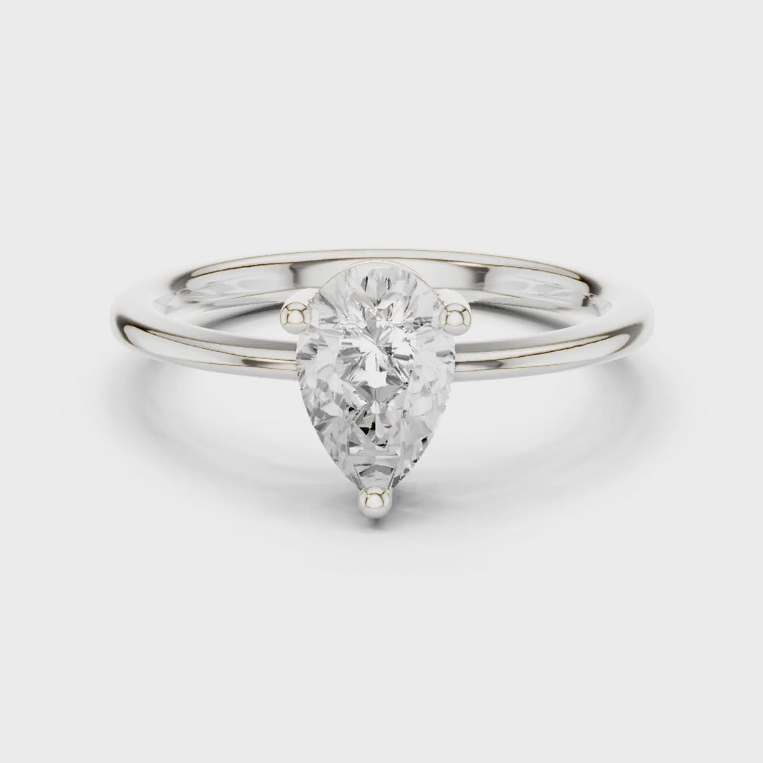 1.00 Cts Lab Grown Diamond Solitaire Engagement Ring - Pear