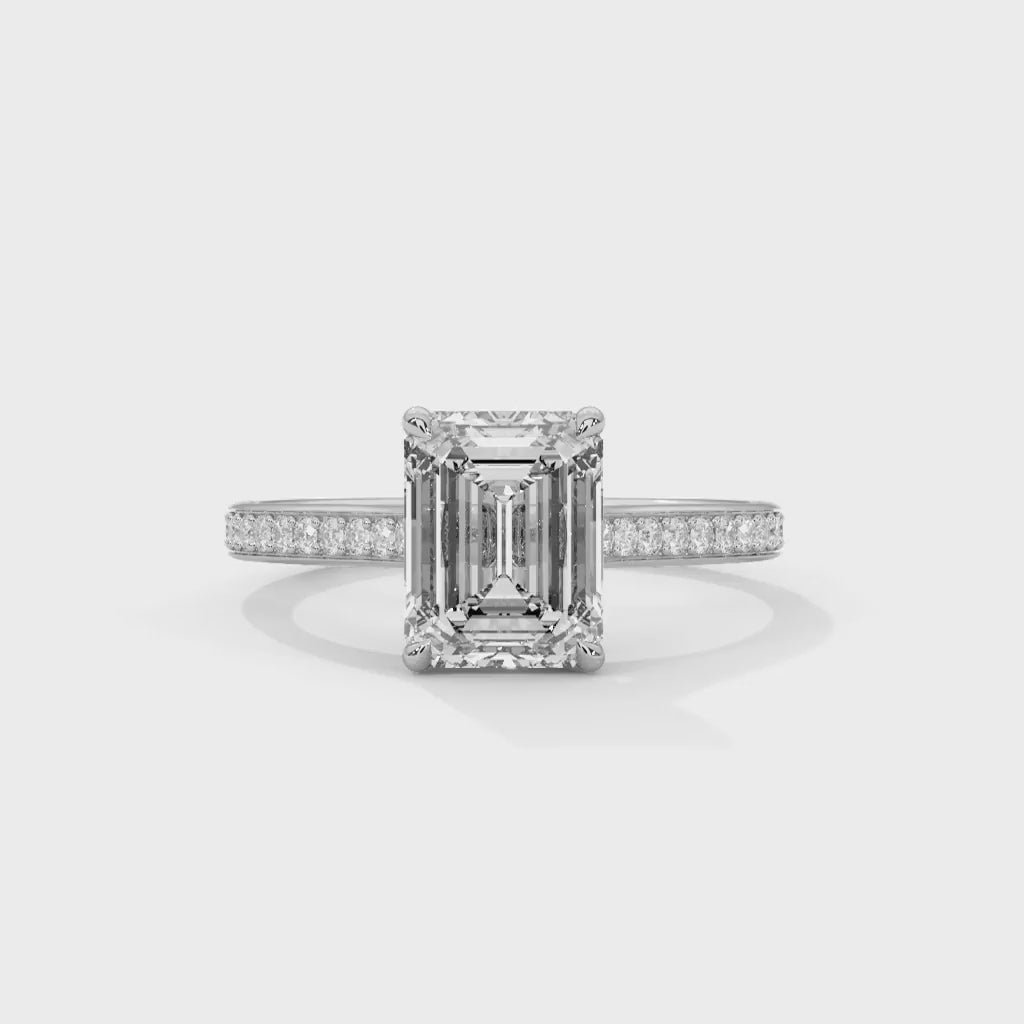 MJBS15 - Radiant Emerald Cut Contemporary Pavé Band