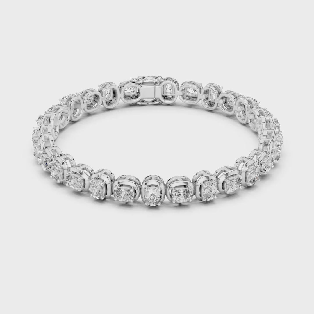 MJBR07 - Oval Gemstone Double Rimmed Tennis Chain