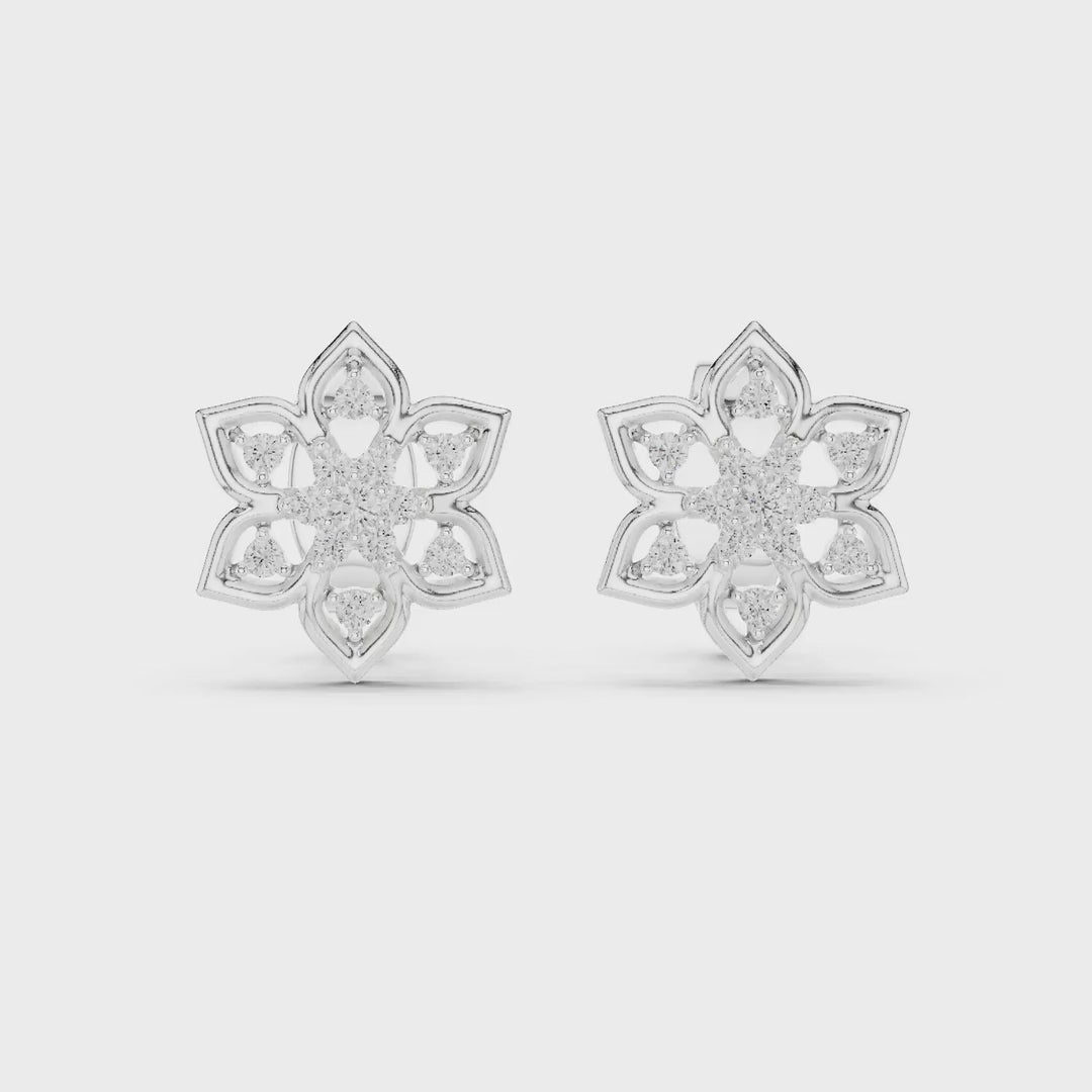 MJER30 - Six Petal Floral Star Cluster Studs