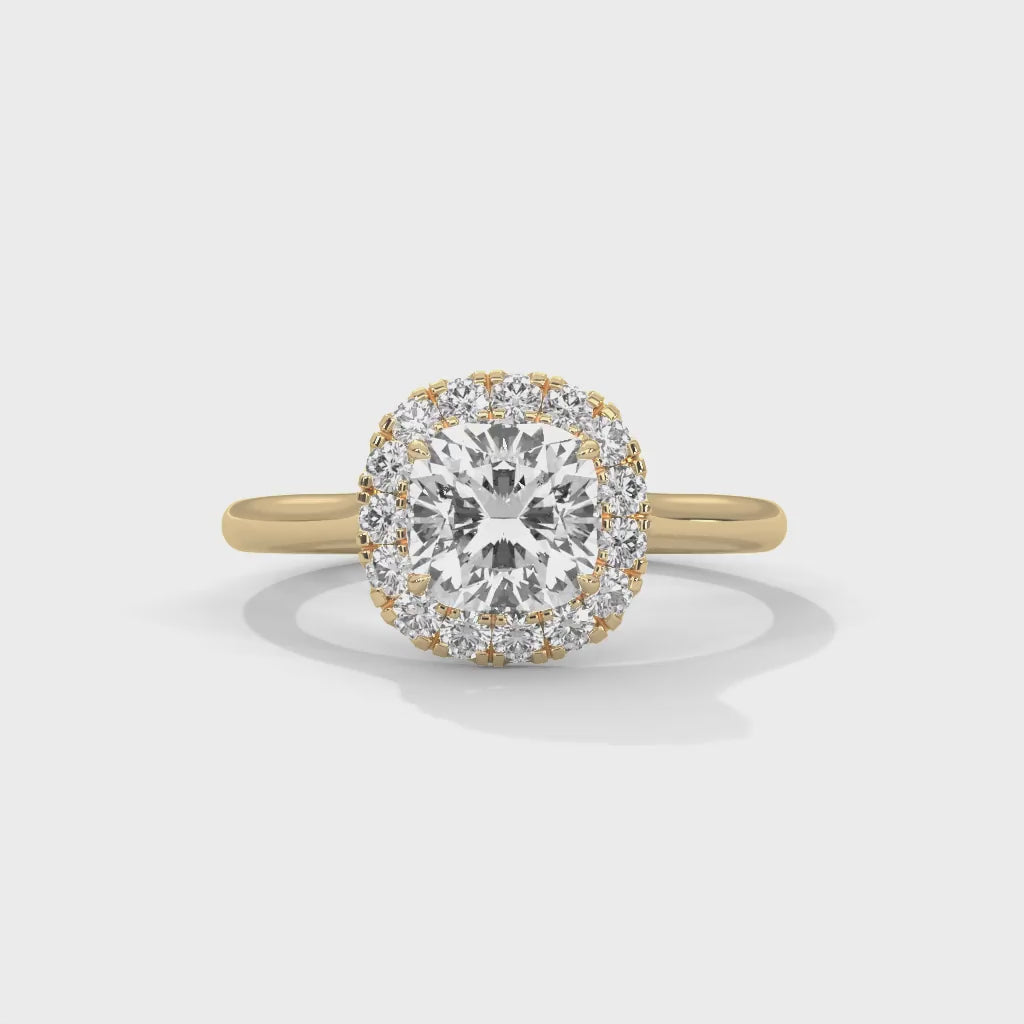 MJBS37 - Pillowy Cushion Shape Solitaire with Shimmering Frame