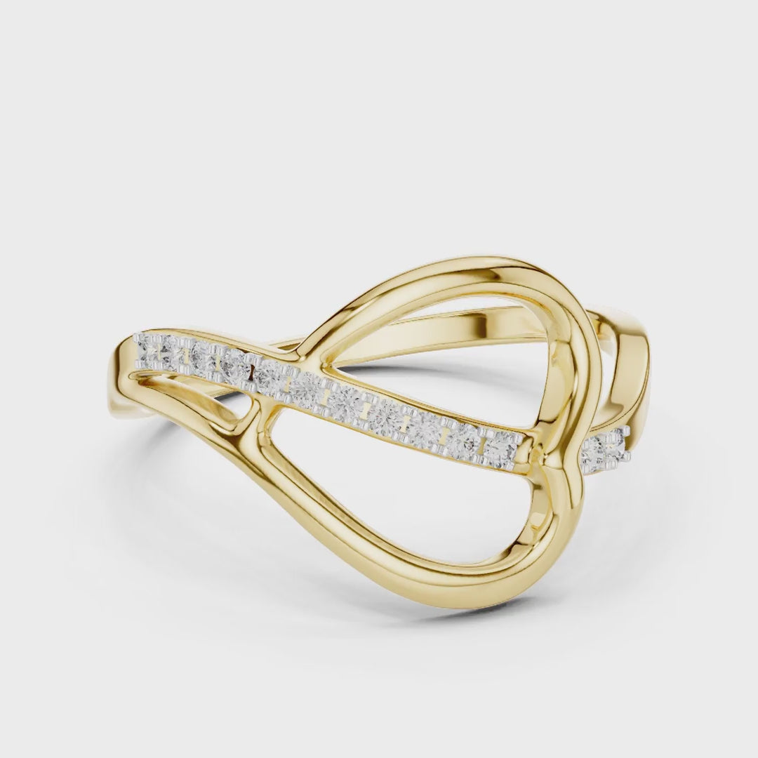 MJR063 - Openwork Abstract Heart Slanted Ribbon Fashion Ring