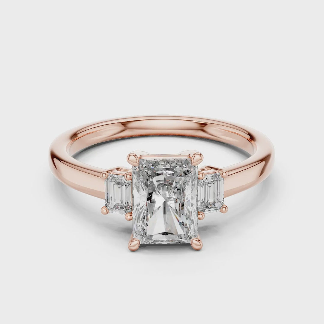 MJR027 - Radiant Cut Three Stone Engagement Ring