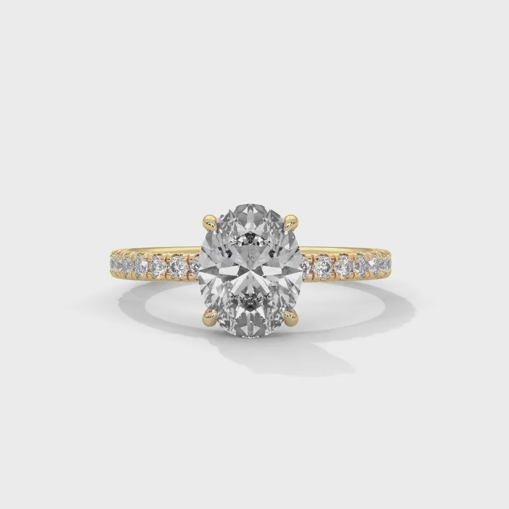 MJBS31 - Oval Cut Pavé Solitaire with Hidden Halo