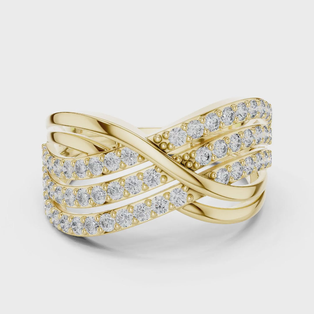 MJA008 - Multi-Row Criss-Cross Diamond Statement Ring