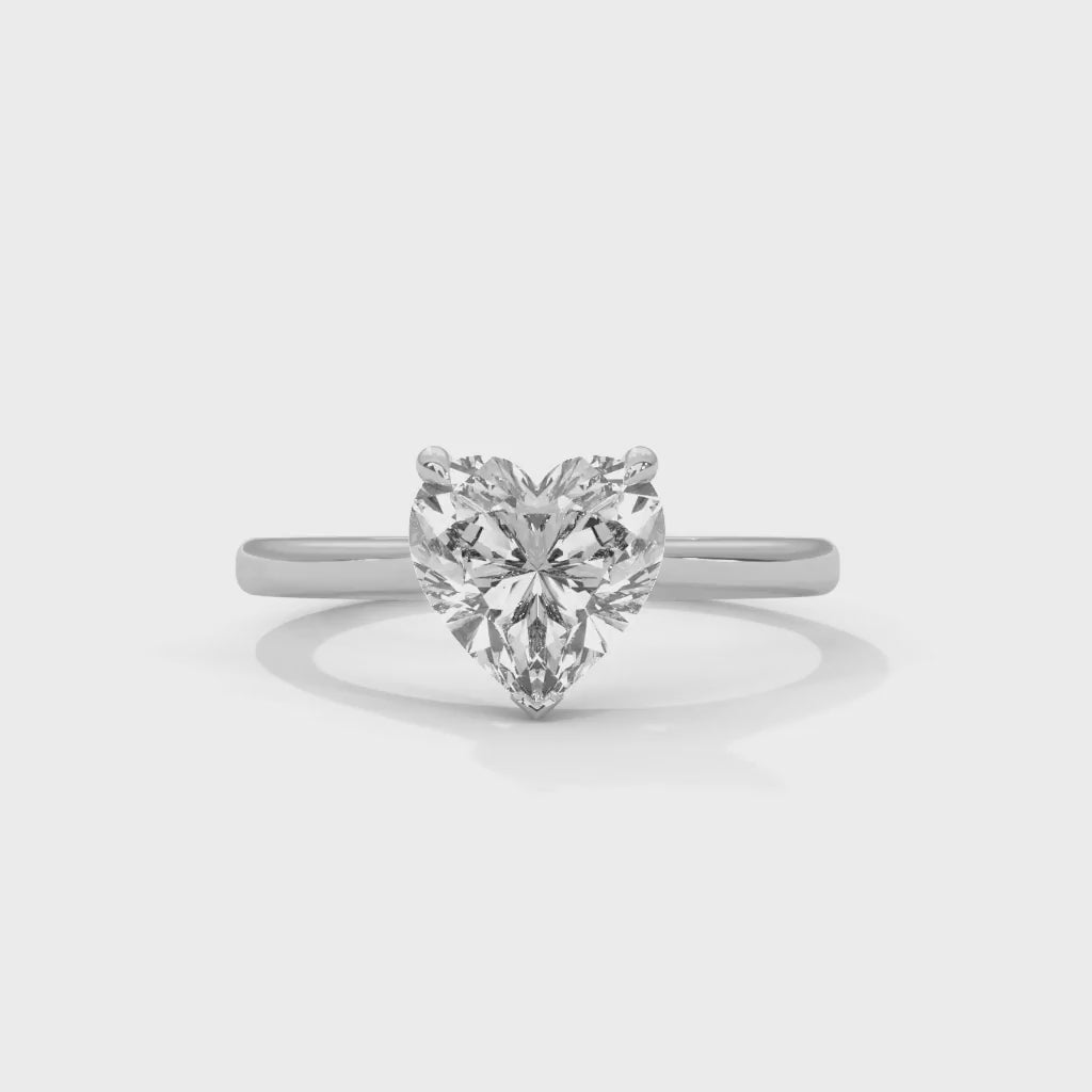 MJBS56 - Heart Shape Solitaire Engagement Ring with Polished Band