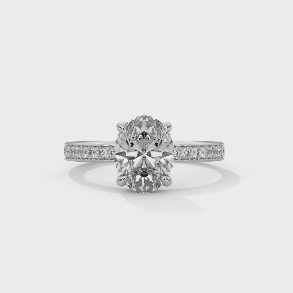 MJBS33 -3 Carat Oval Cut Hidden Halo Engagement Ring