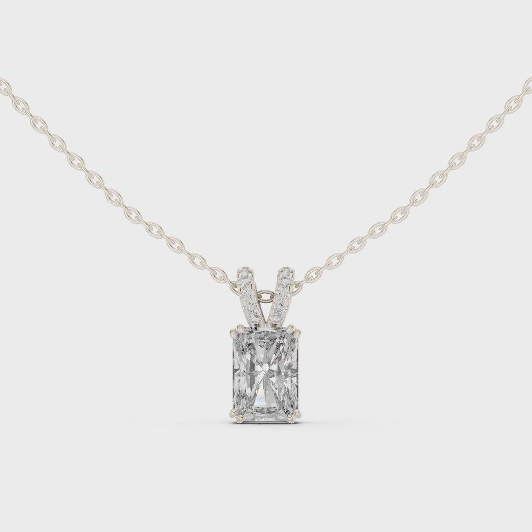 MJP49 - Radiant Emerald Solitaire Split-Bail Pendant