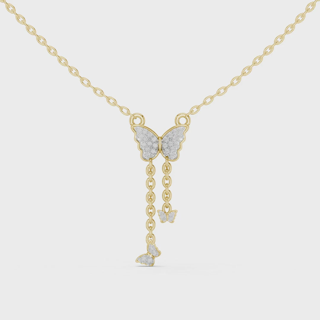 MJP32 - Cascading Butterfly Tassel Drop Pendant