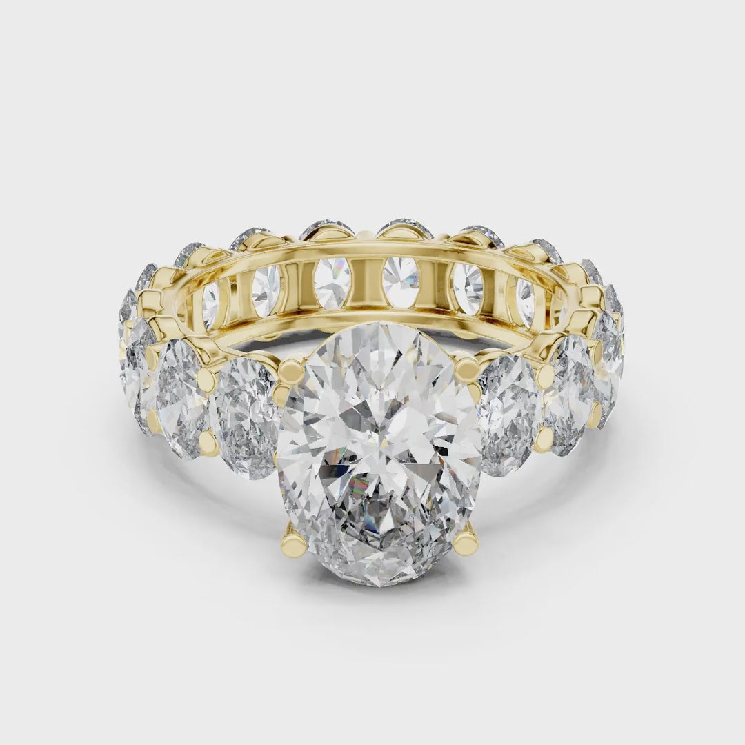 MJR0128 - Classic Oval Center Stone Set on Full Oval Eternity Shank