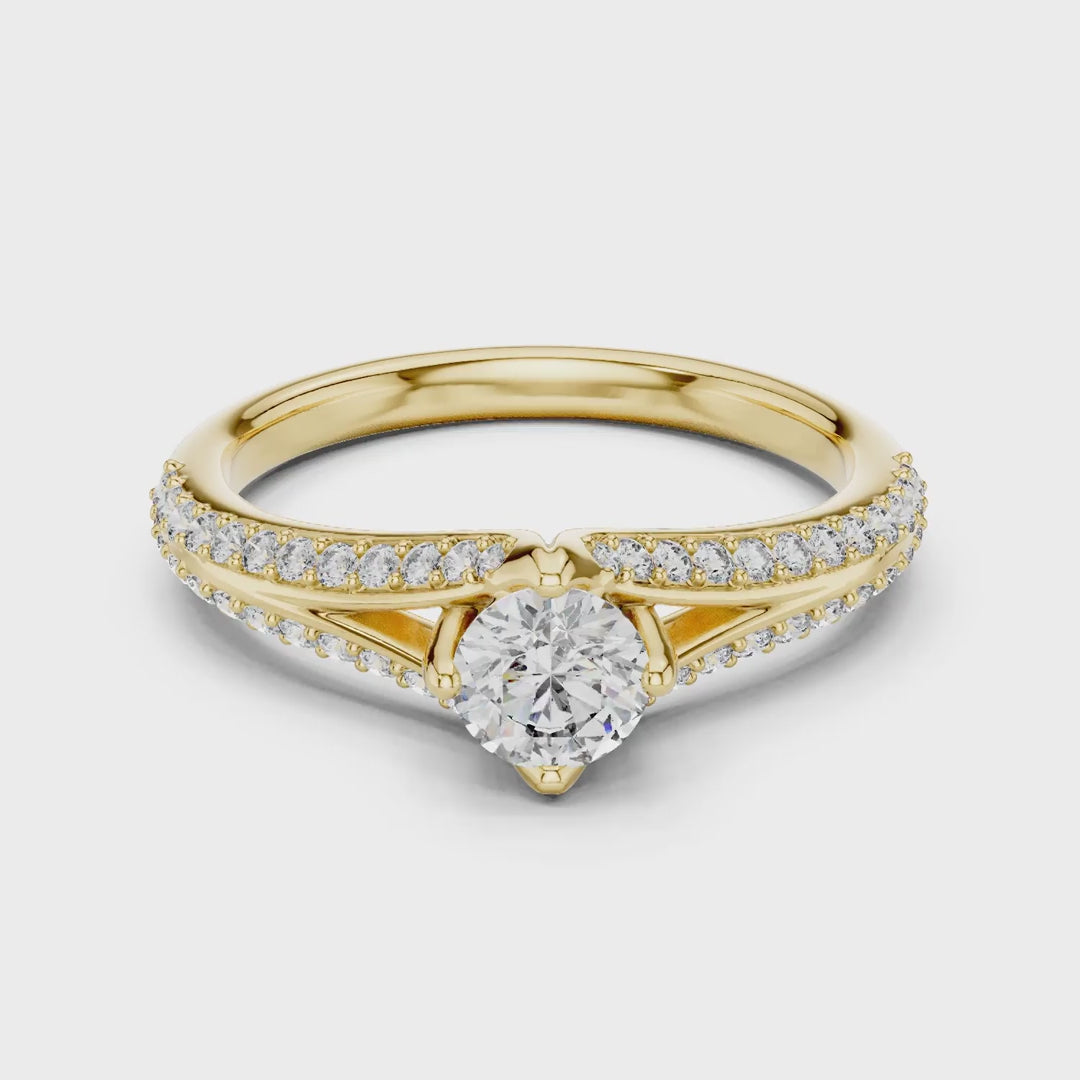 MJCLS1 - Compass Prong Round Solitaire with Woven Accents